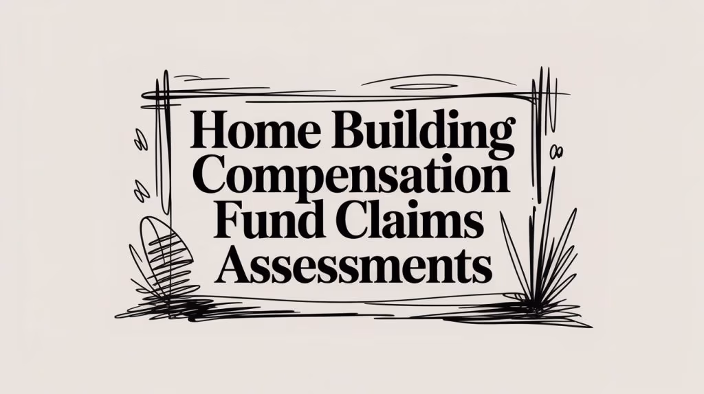 home-building-compensation-fund-claims-assessments-hand-drawn-text - Banner-style graphic with a sketchy black frame reading 'Home Building Compensation Fund Claims Assessments'.