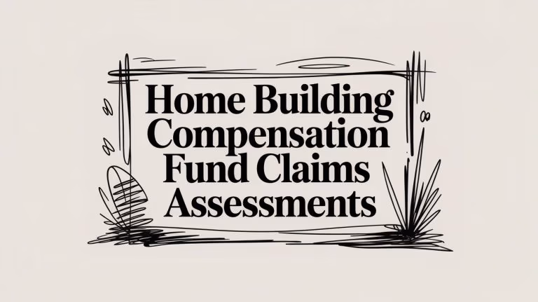 Home Building Compensation Fund Claims Assessments Hand Drawn Text
