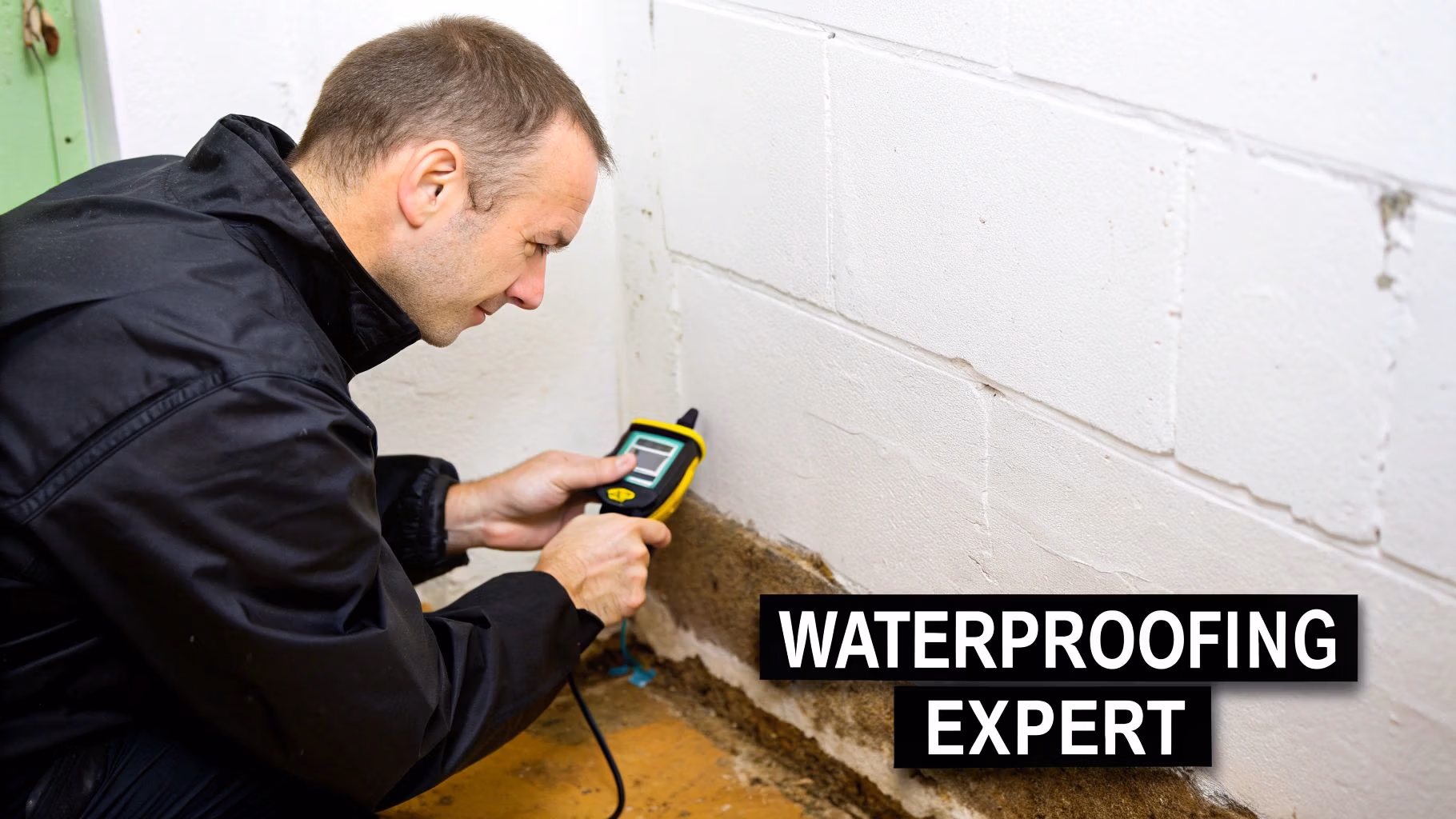 Waterproofing expert inspecting a site