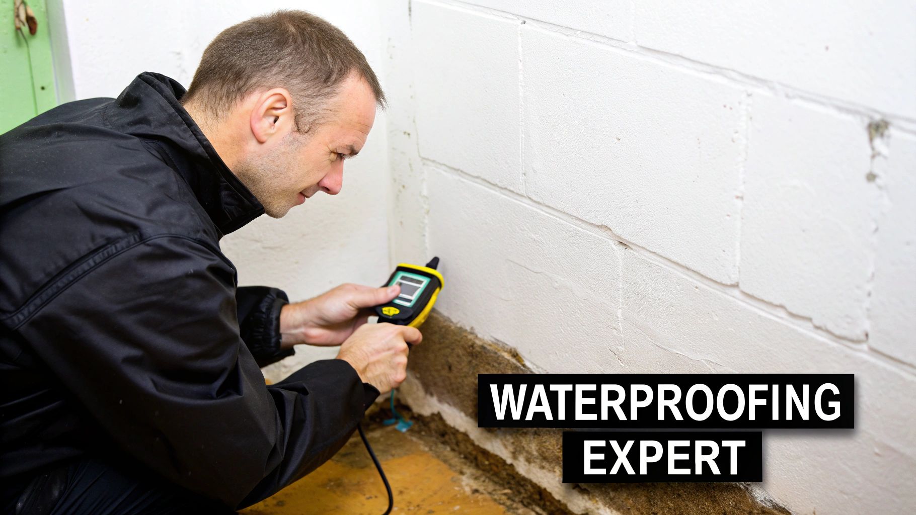 Waterproofing expert inspecting a site