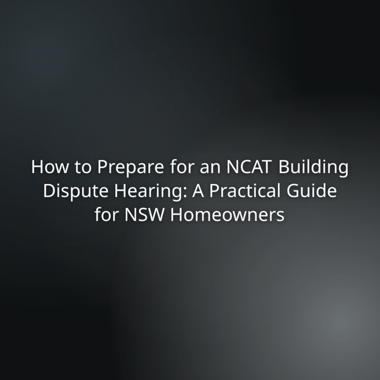 Title slide: How to Prepare for an NCAT Building Dispute Hearing—A Practical Guide for NSW Homeowners.