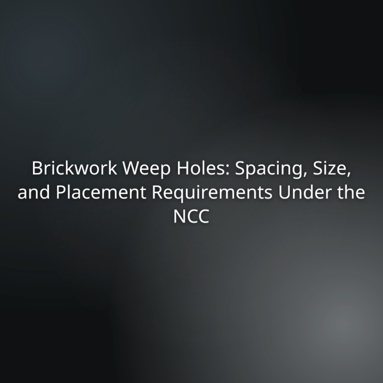 Title slide: 'Brickwork Weep Holes: Spacing, Size, and Placement Requirements Under the NCC' on a dark gradient background, used for a presentation topic about brickwork weep holes.