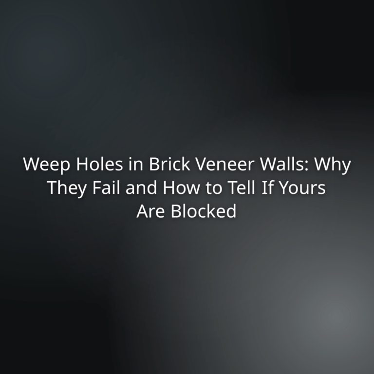 Title slide for an article: 'Weep Holes in Brick Veneer Walls—Why They Fail and How to Tell If Yours Are Blocked'