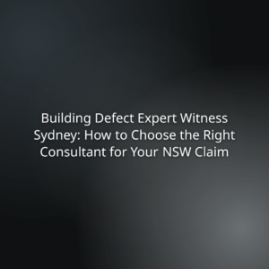 2719289b-e3fb-48a3-9a08-4a5edbc50c86 - Slide title: Building Defect Expert Witness Sydney: How to Choose the Right Consultant for Your NSW Claim (dark gradient background).