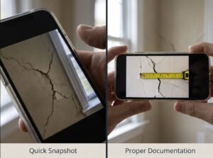 Photo evidence of a crack