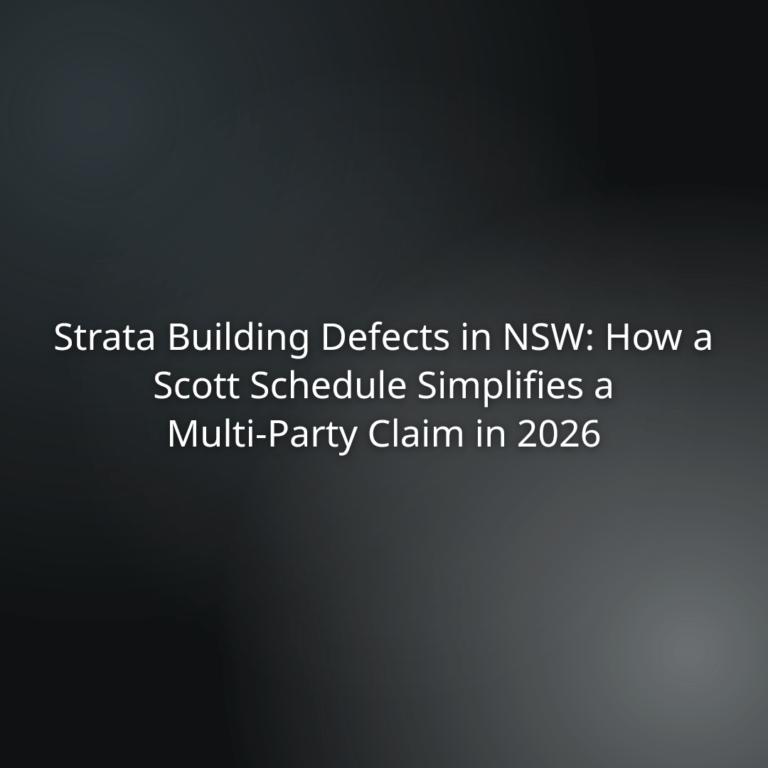 Slide title: Strata Building Defects in NSW: How a Scott Schedule Simplifies a Multi-Party Claim in 2026