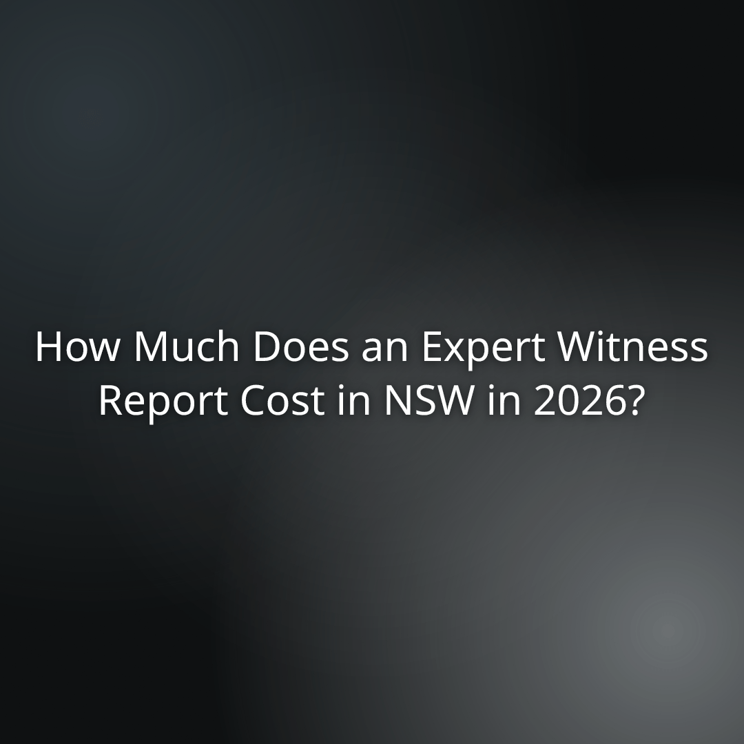 e8870966-ee05-4df2-b59f-b12068a93214 - - Title slide asking: How much does an expert witness report cost in NSW in 2026? on a dark gradient background
