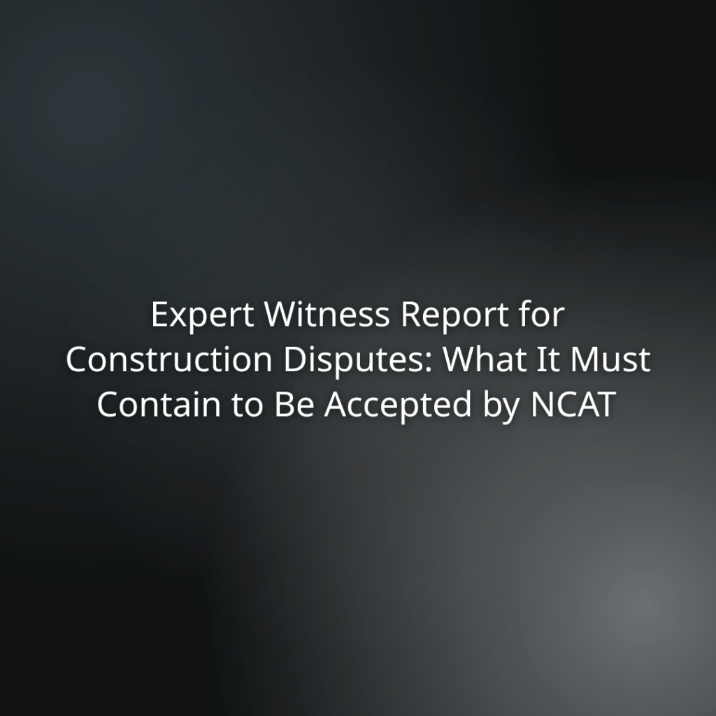 32b8fadf-175f-4482-8cad-14f9afa25c5b - Awesim Building Consultants Expert Witness Report for Construction Disputes: What It Must Contain to Be Accepted by NCAT (title slide)