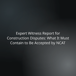 Expert Witness Report for Construction Disputes: What It Must Contain to Be Accepted by NCAT (title slide)