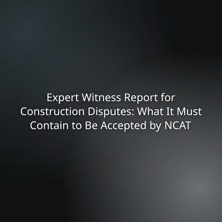 Expert Witness Report for Construction Disputes: What It Must Contain to Be Accepted by NCAT (title slide)
