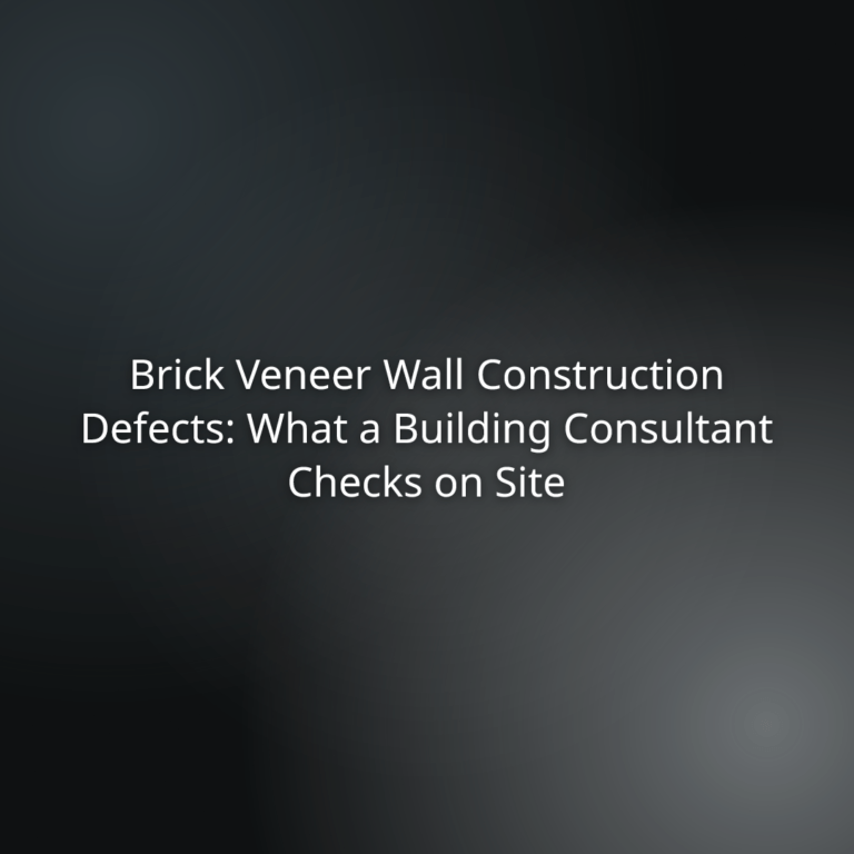 "Brick Veneer Wall Construction Defects: What a Building Consultant Checks on Site" (presentation title on dark gradient background)