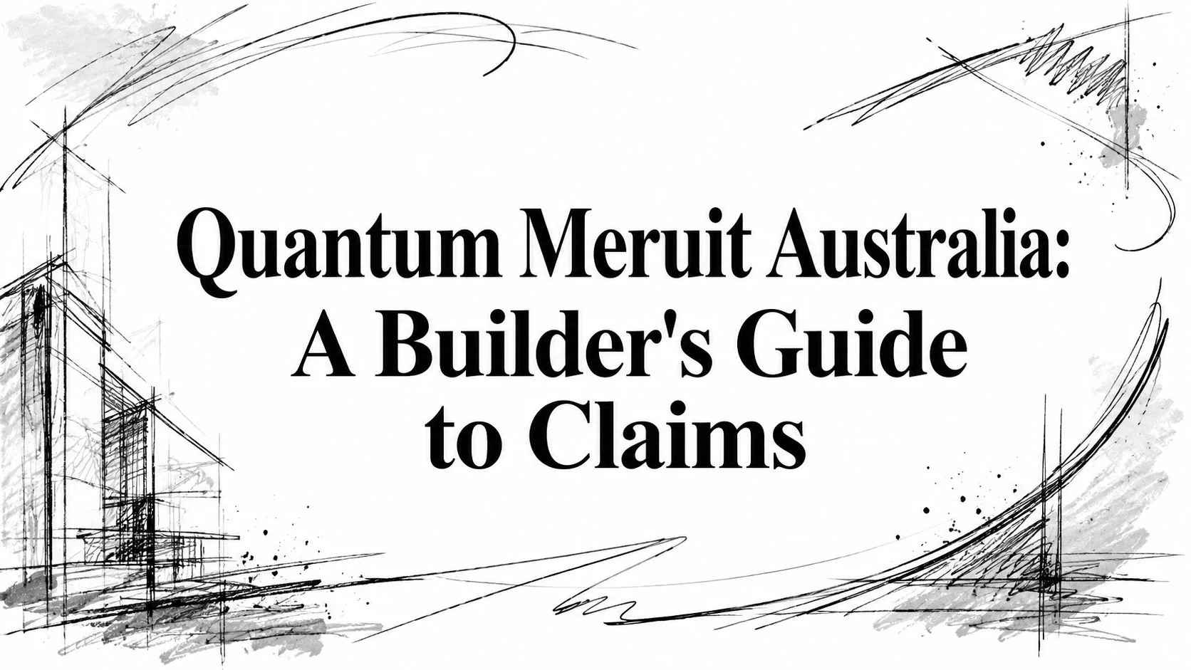 quantum-meruit-australia-builder-guide - Awesim Building Consultants - Awesim Building Consultants Cover image showing the title 'Quantum Meruit Australia: A Builder's Guide to Claims' framed by abstract architectural ink sketches around the edges.