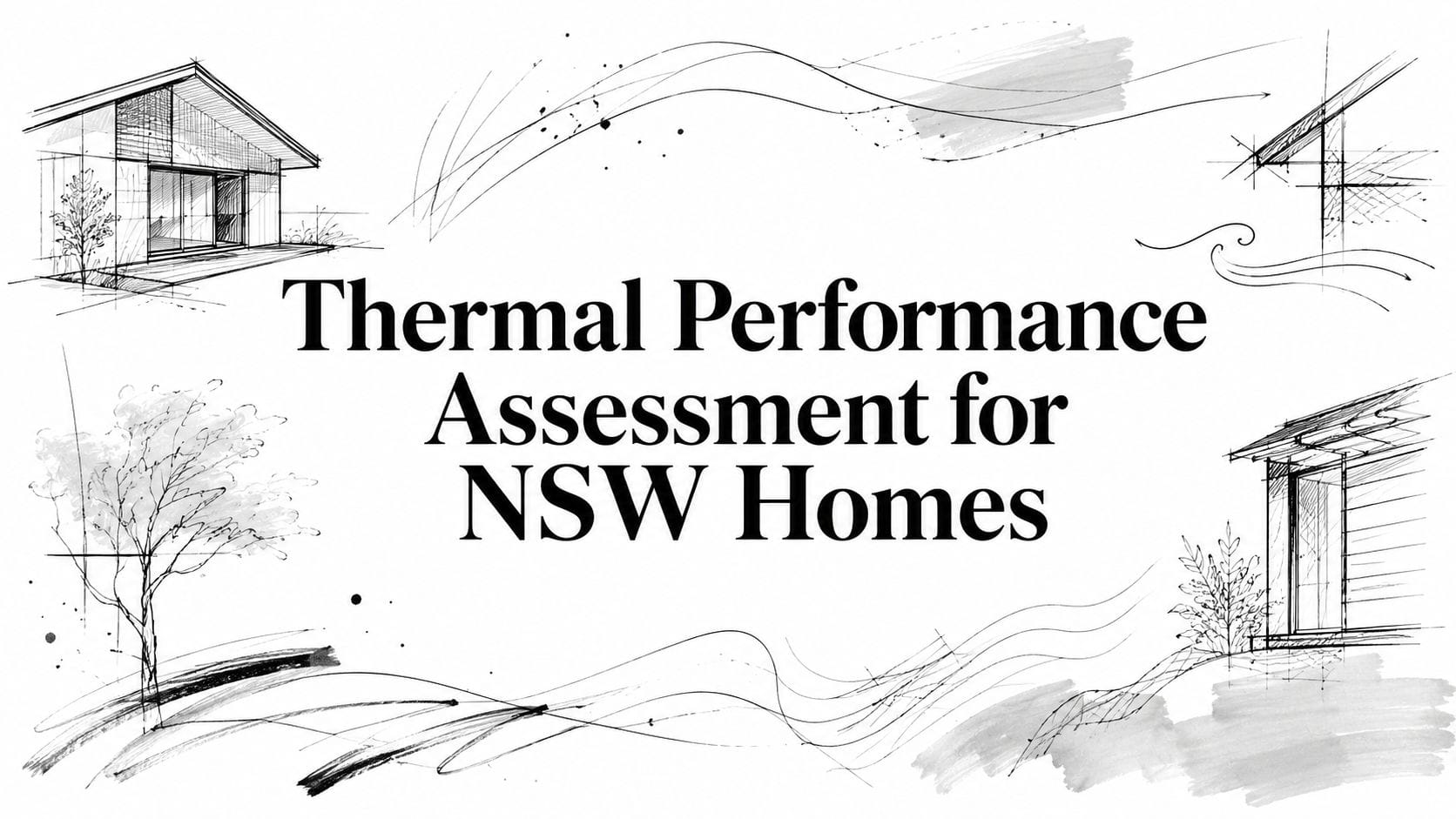 Sketch-style cover image showing architectural line drawings around the title 'Thermal Performance Assessment for NSW Homes'.