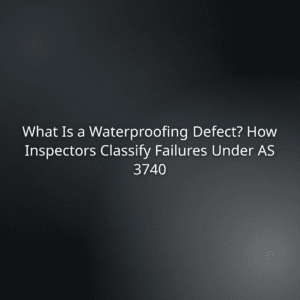 Title slide: What Is a Waterproofing Defect? How Inspectors Classify Failures Under AS 3740.