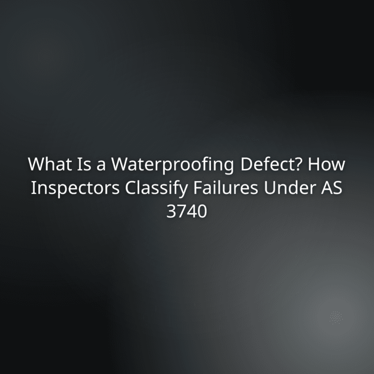 695d11a3-8883-494d-b661-cf61e1d3f5c3 - Awesim Building Consultants Title slide: What Is a Waterproofing Defect? How Inspectors Classify Failures Under AS 3740.